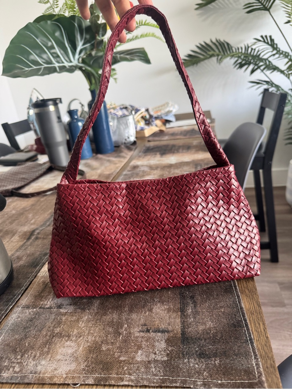 Woven Red Shoulder Bag